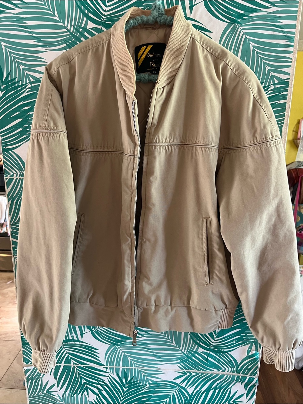 Sears Beige/Tan Bomber Jacket vintage M gas station